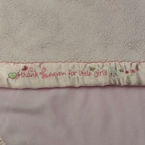 Carter's Child of Mine Thank Heaven Little Girls Pink Baby Blanket Satin 30x39